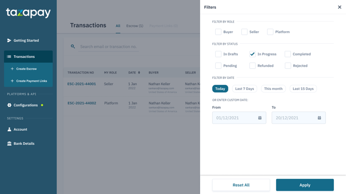 Dashboard filter 2
